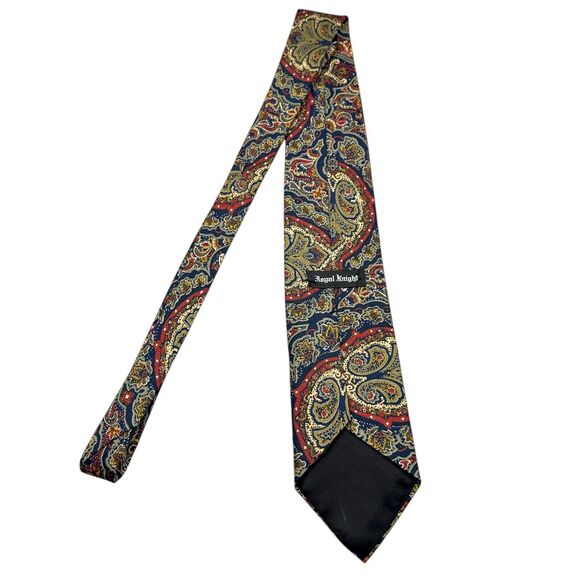 Royal Knight Vintage Mens Dress Tie Made in USA Classic Paisley Pattern 58" 3.5" - Picture 3 of 9